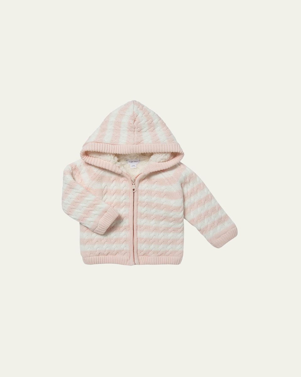 Striped Knit Sherpa Lined Hooded Jacket, Size 0